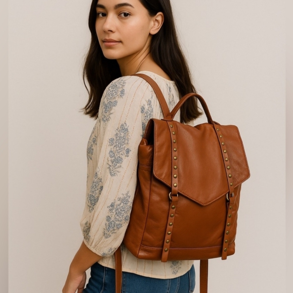 Lucky Brand Purse Backpack Leather Stud Detail